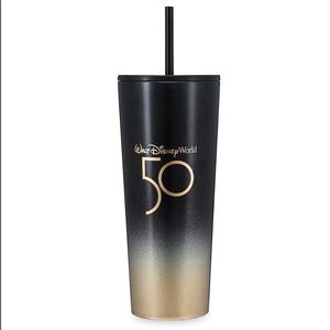 DisneyWorld 50th Anniversary Starbucks Tumbler Black and Gold Limited edition